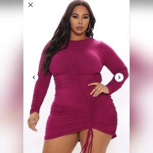 Elegant Magenta Ruched Dress